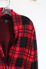 Belldini Red & Black Plaid Cardigan | 1X