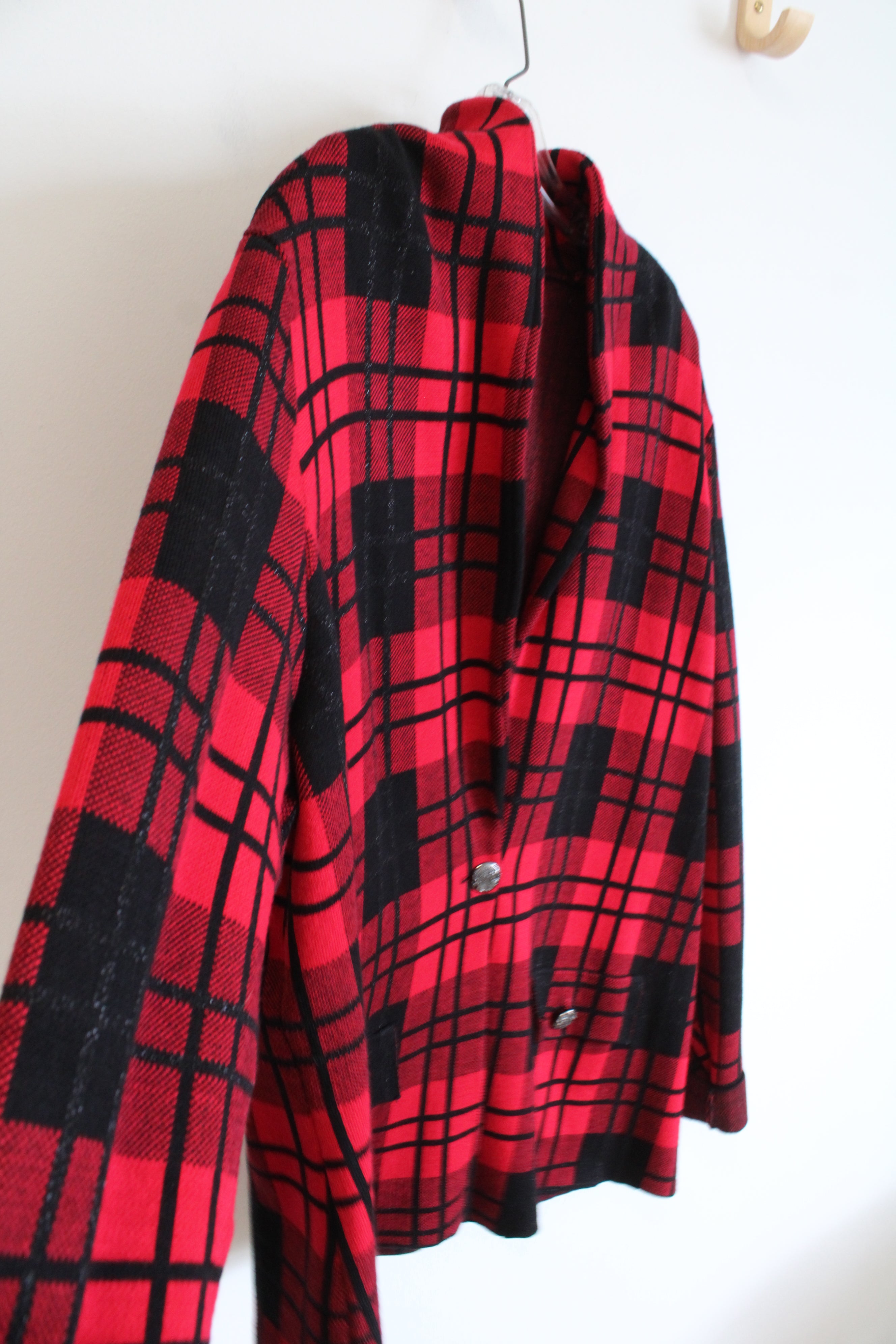 Belldini Red & Black Plaid Cardigan | 1X