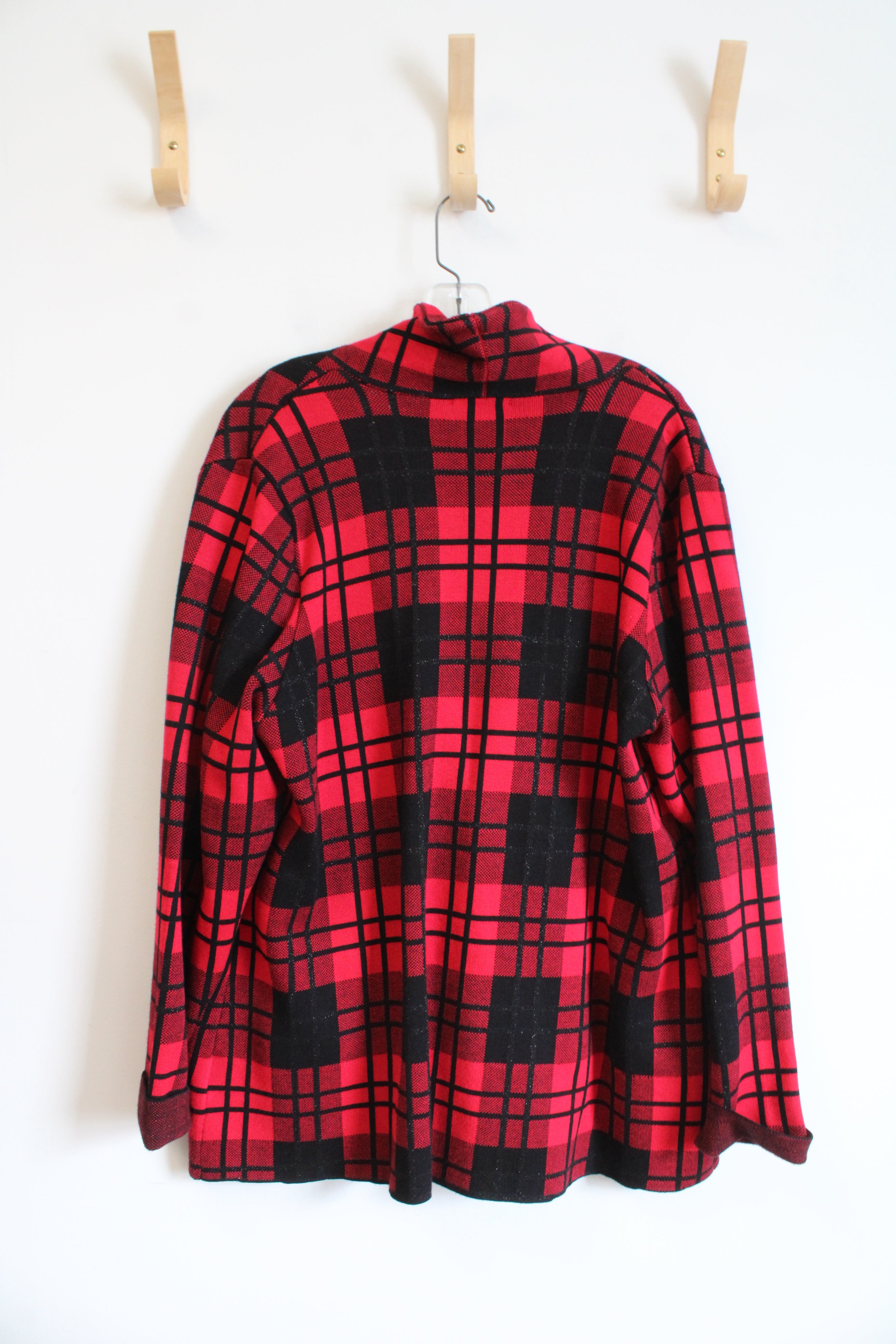 Belldini Red & Black Plaid Cardigan | 1X