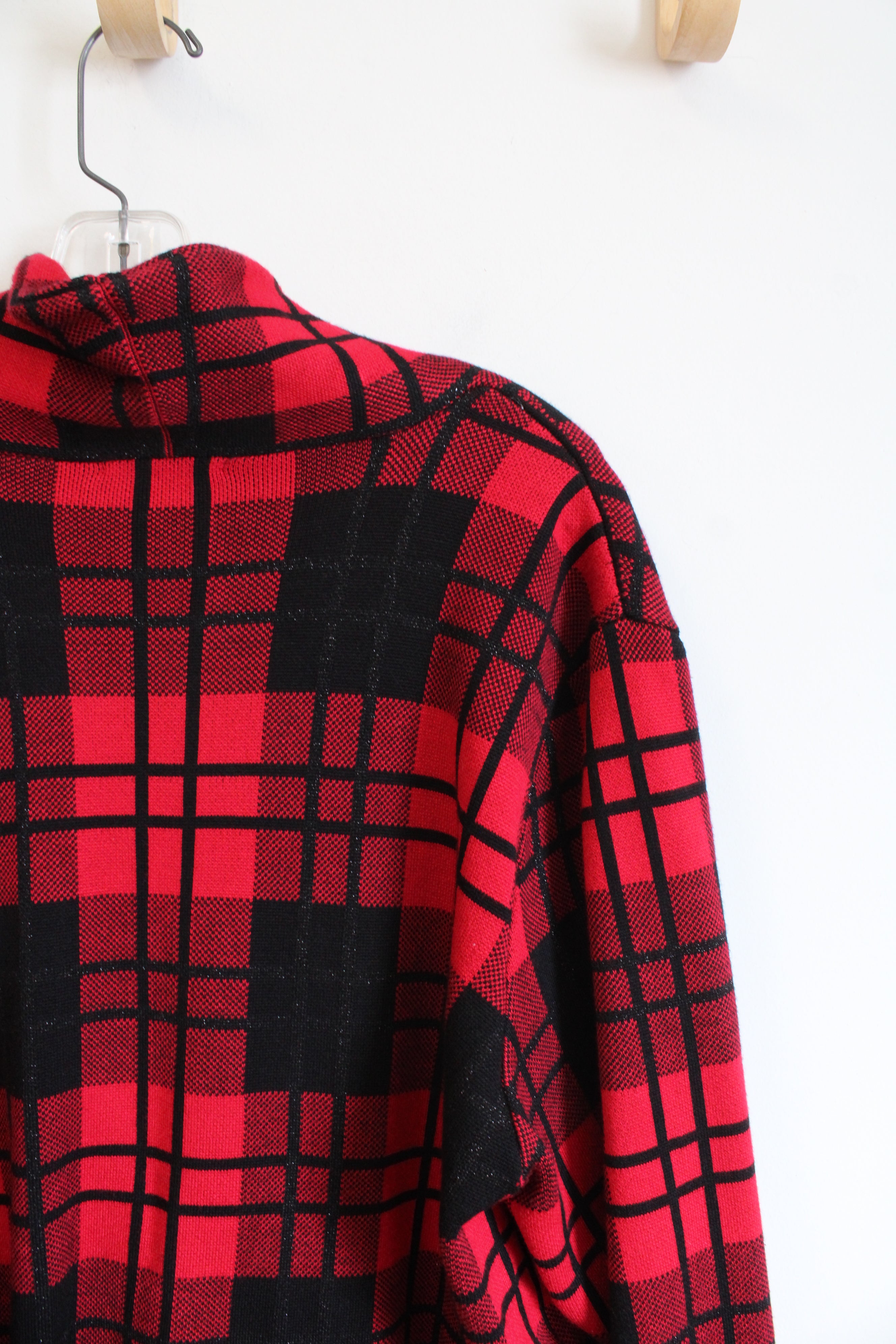 Belldini Red & Black Plaid Cardigan | 1X