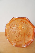 Vintage Jeanette Marigold Iris & Herringbone Carnival Glass Vase