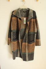 NEW Joseph A. Chocolate Plaid Long Cardigan | L Petite