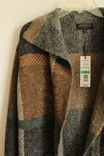 NEW Joseph A. Chocolate Plaid Long Cardigan | L Petite