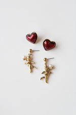 Avon Cupid & Heart Earrings | Set Of 2