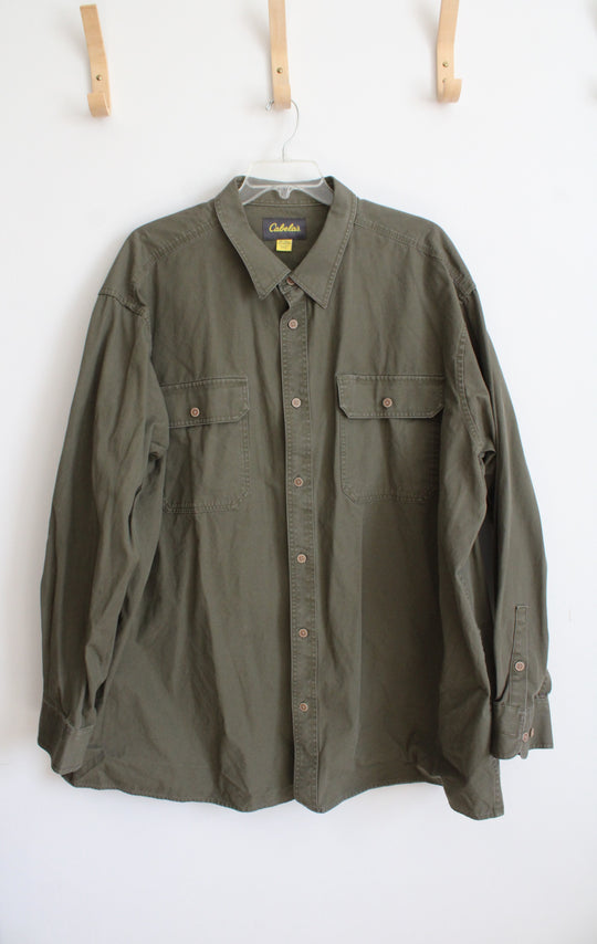 Cabela's Olive Green Button Down Shirt | 4XL Tall