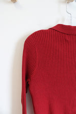 NEW Old Navy Red Ribbed Collared Long Sleeved Top | XL Tall