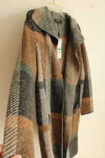 NEW Joseph A. Chocolate Plaid Long Cardigan | L Petite