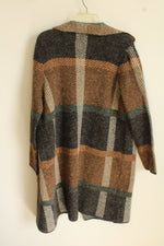 NEW Joseph A. Chocolate Plaid Long Cardigan | L Petite