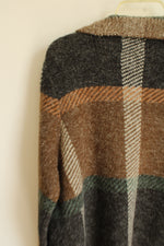 NEW Joseph A. Chocolate Plaid Long Cardigan | L Petite