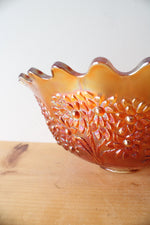Vintage Fenton Orange Tree Marigold Carnival Glass Punch Bowl & Glasses Set Of 9