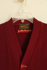 Sportcraft Letterman Wool Vintage Maroon Red Cardigan | S