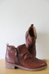 earth. Nadya Round Toe Casual Medium Brown Leather Booties | Size 7.5W
