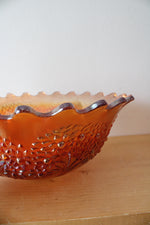 Vintage Fenton Orange Tree Marigold Carnival Glass Punch Bowl & Glasses Set Of 9