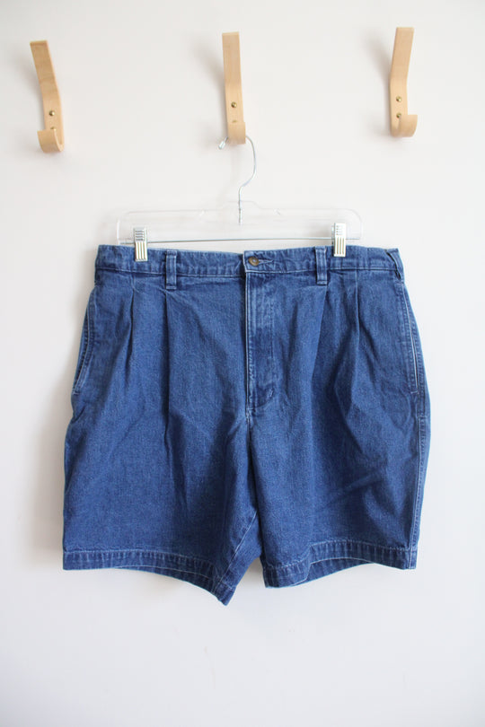 Blue Denim Pleated Shorts | 36