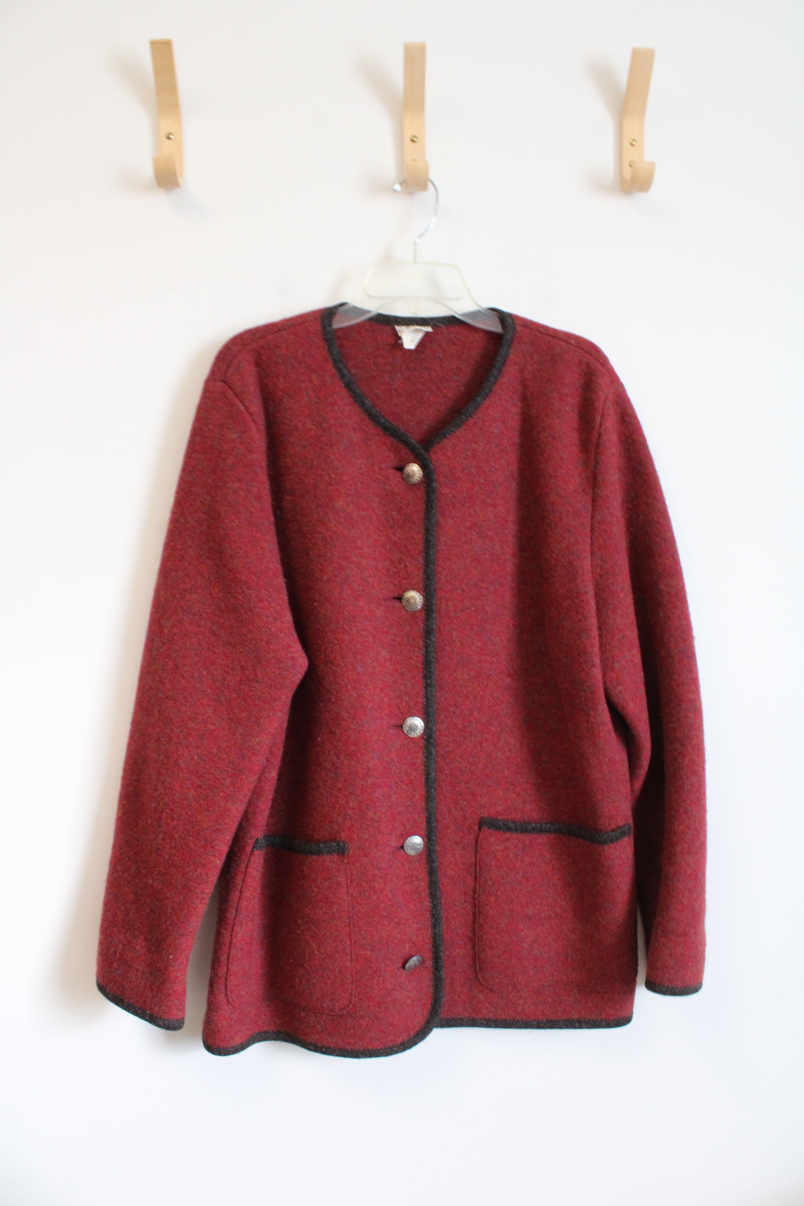L.L. Bean Vintage Red Pure New Wool Button Down Sweater | M