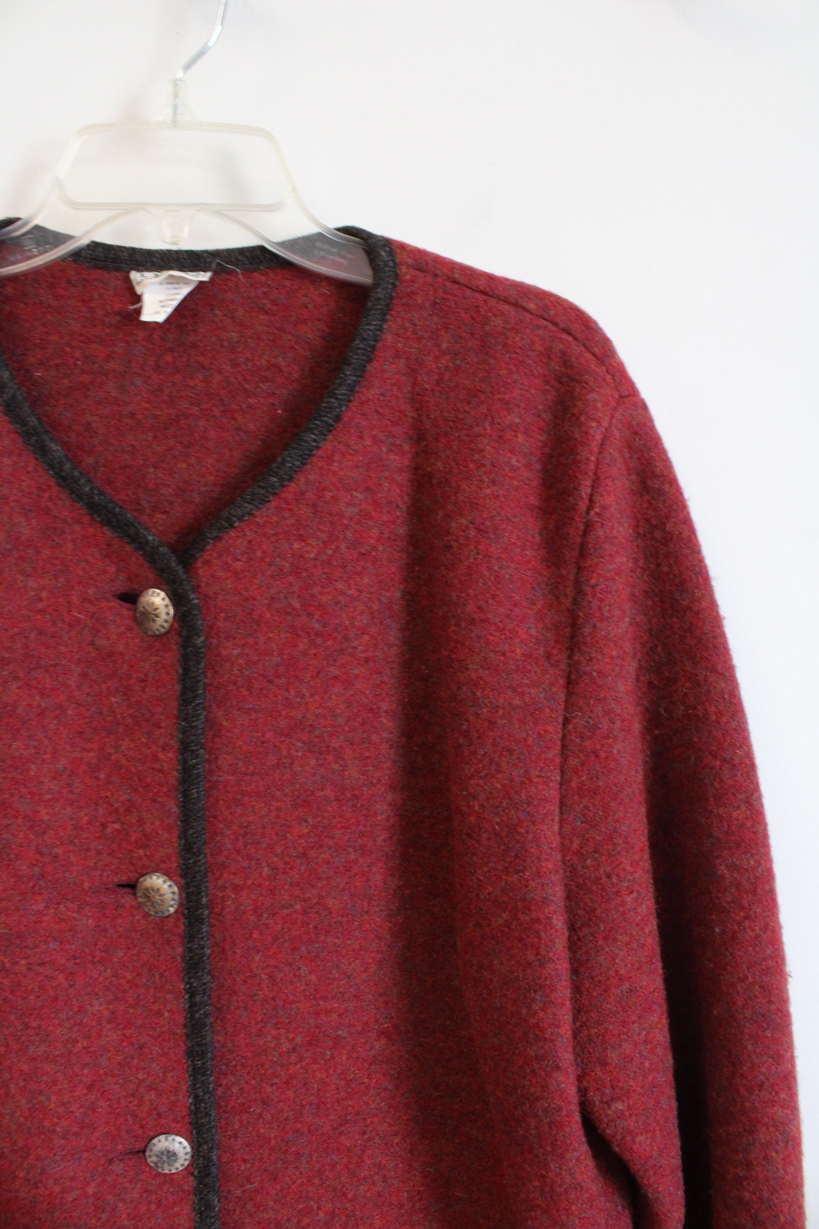 L.L. Bean Vintage Red Pure New Wool Button Down Sweater | M