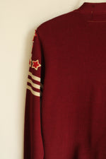 Sportcraft Letterman Wool Vintage Maroon Red Cardigan | S
