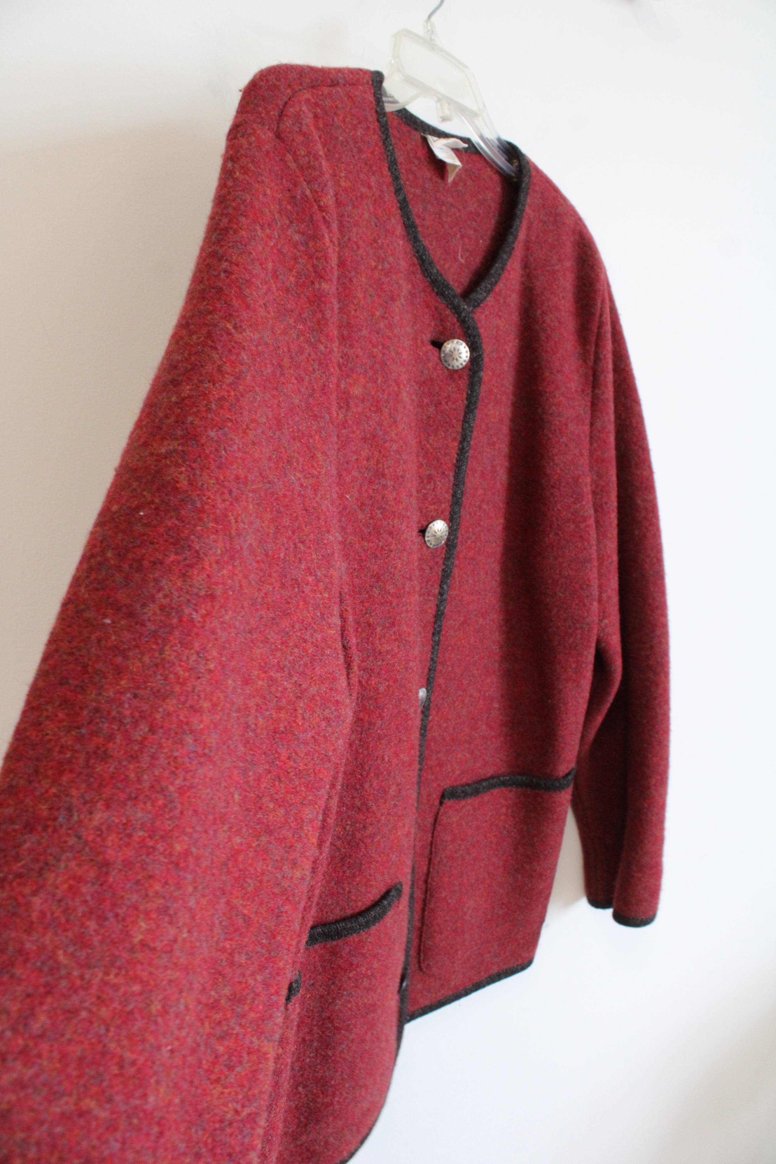 L.L. Bean Vintage Red Pure New Wool Button Down Sweater | M