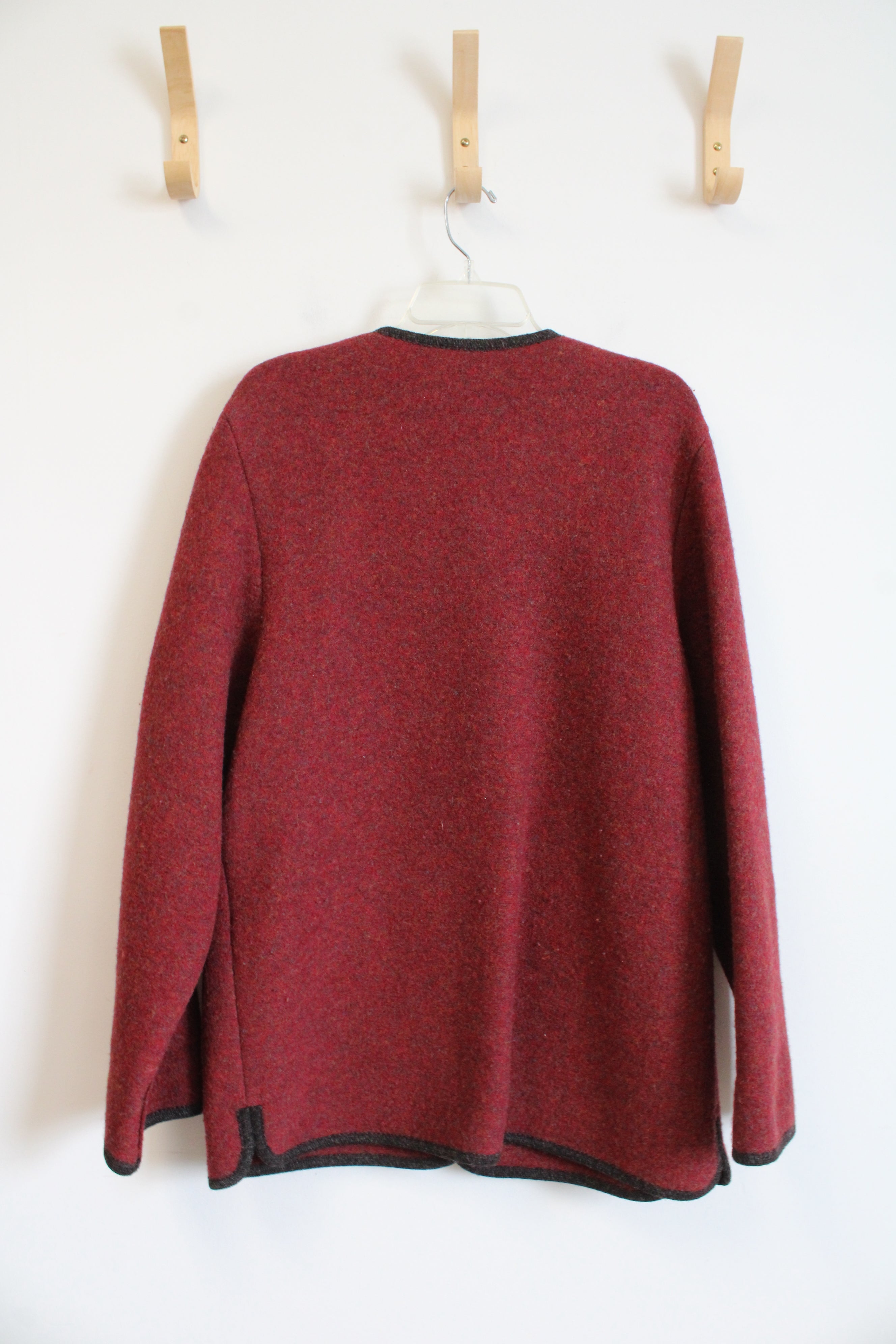 L.L. Bean Vintage Red Pure New Wool Button Down Sweater | M