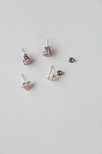 Pink Stone Sterling Silver Heart & Teardrop Stone Earrings | Set Of 2