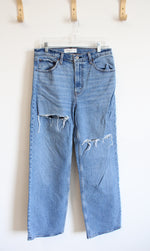 Abercrombie & Fitch Blue Denim Relaxed Distressed High Rise Jeans | 8