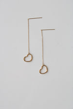 14K Yellow Gold Heart Threader Earrings