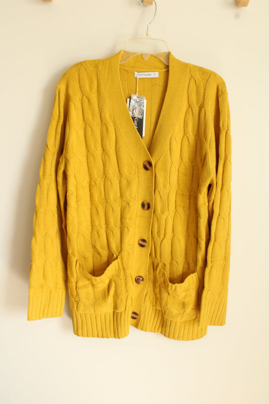 NEW Pretty Garden Mustard Yellow Cable Knit Cardigan | XL