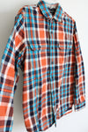 American Eagle Orange Blue Thick Flannel Shirt | M