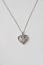 CZ Heart Pendant Sterling Silver Necklace