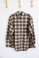 Cabela's Green Cream Red & Yellow Plaid Button Down Shirt | L