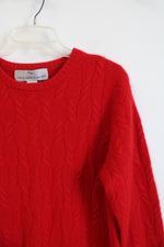 Precious Fibers Red Cable Knit Cashmere Sweater | M
