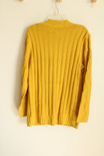 NEW Pretty Garden Mustard Yellow Cable Knit Cardigan | XL