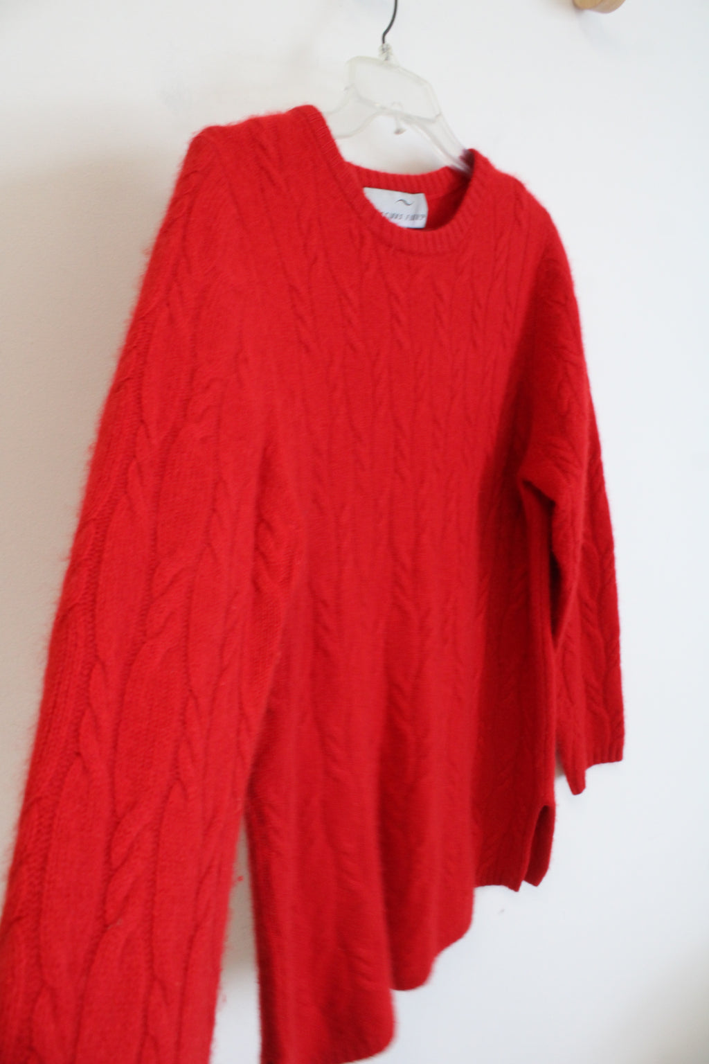 Precious Fibers Red Cable Knit Cashmere Sweater | M
