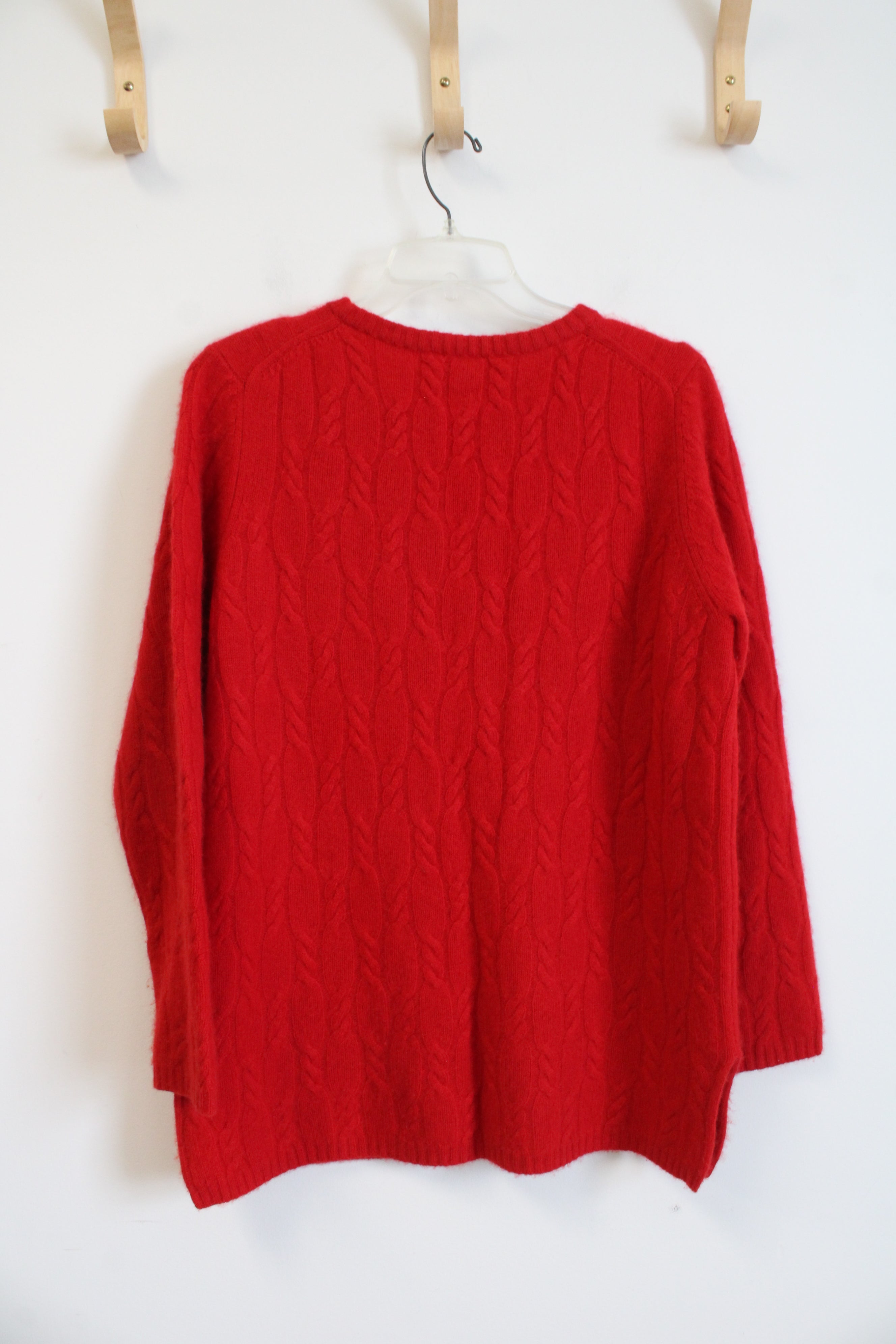 Precious Fibers Red Cable Knit Cashmere Sweater | M