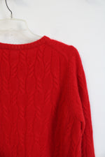 Precious Fibers Red Cable Knit Cashmere Sweater | M
