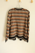 NEW Anne Klein Brown Black Houndstooth Cardigan | L