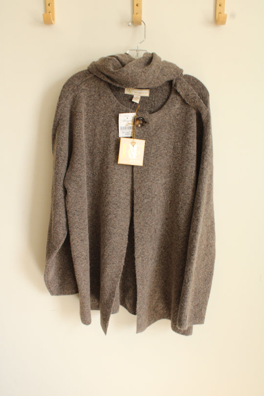 Rich & Famous Brown Cape Sweater W/ Built In Scarf | XL