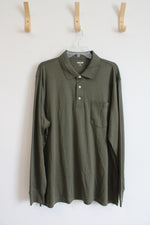 Lands' End Green Traditional Fit Long Sleeved Collared Shirt | XXL