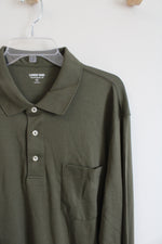 Lands' End Green Traditional Fit Long Sleeved Collared Shirt | XXL
