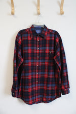 Pendleton Vintage Red & Blue Plaid Wool Button Down Shirt | M