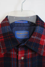Pendleton Vintage Red & Blue Plaid Wool Button Down Shirt | M