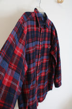 Pendleton Vintage Red & Blue Plaid Wool Button Down Shirt | M