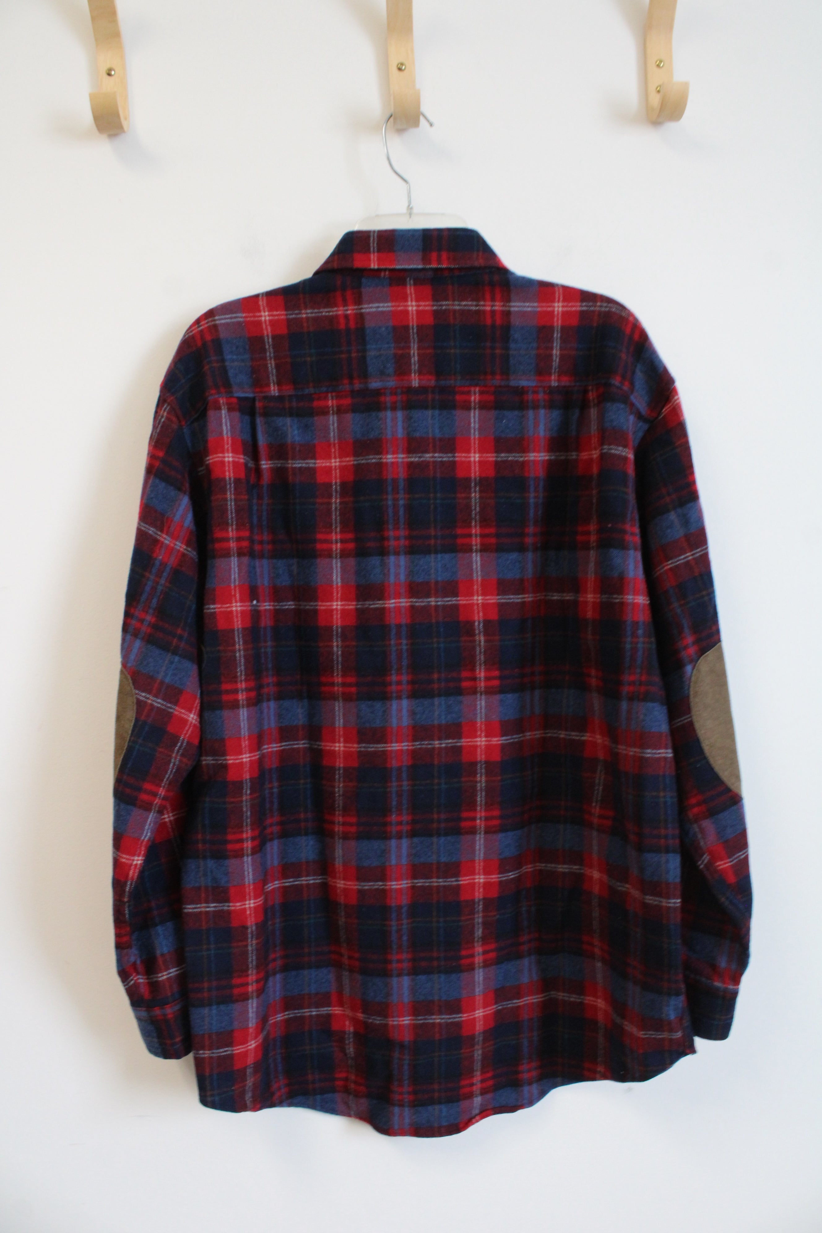 Pendleton Vintage Red & Blue Plaid Wool Button Down Shirt | M