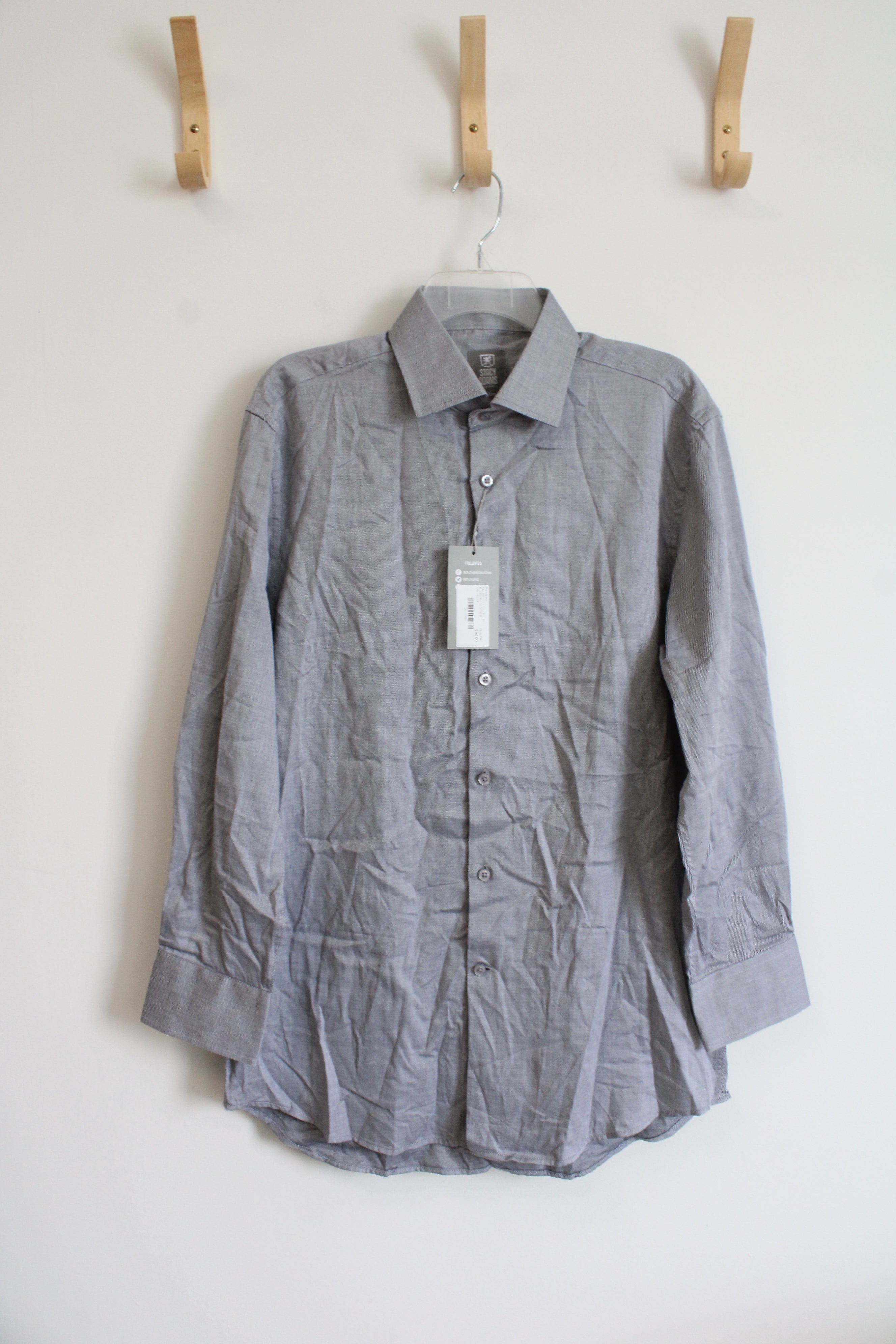 NEW Stacy Adams Modern Fit Micro Weave Charcoal Dress Shirt | L