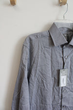 NEW Stacy Adams Modern Fit Micro Weave Charcoal Dress Shirt | L