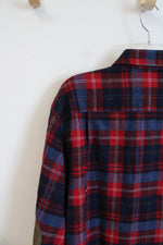 Pendleton Vintage Red & Blue Plaid Wool Button Down Shirt | M