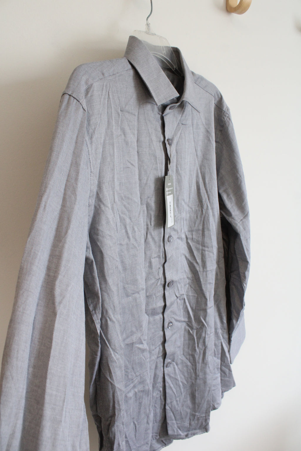 NEW Stacy Adams Modern Fit Micro Weave Charcoal Dress Shirt | L