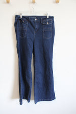 1822 Blue Denim Flared Jeans with Front Patch Pockets | 14