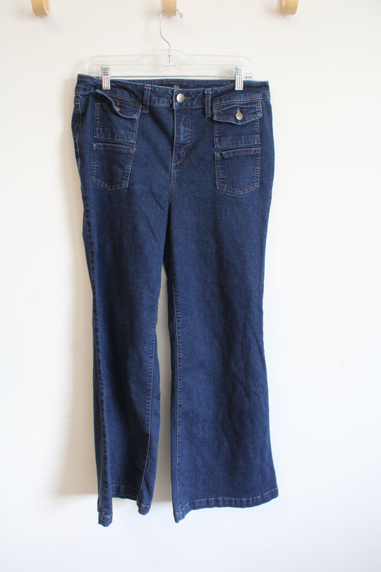 1822 Blue Denim Flared Jeans with Front Patch Pockets | 14