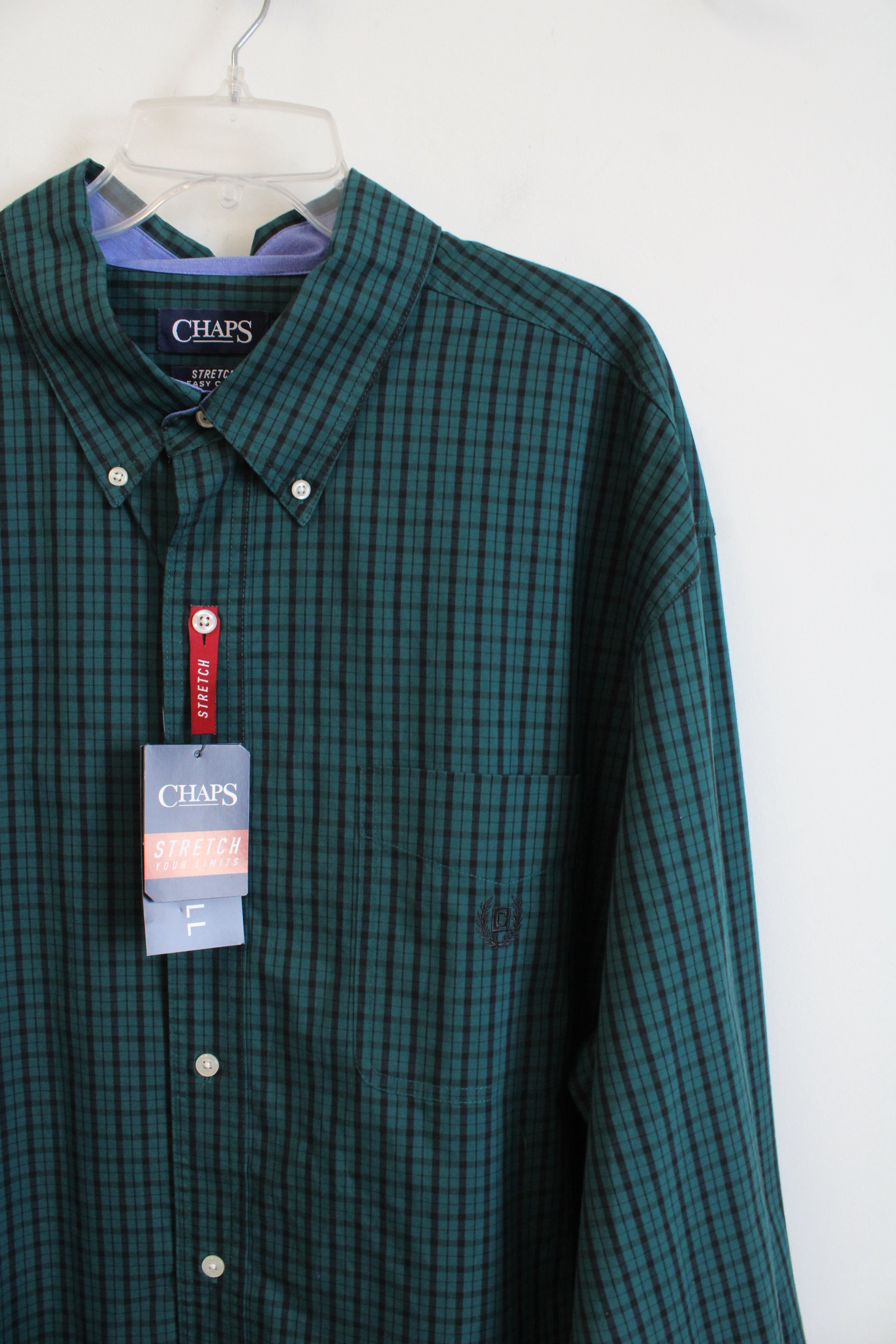 NEW Chaps Green & Black Plaid Button Down Shirt | 3XL